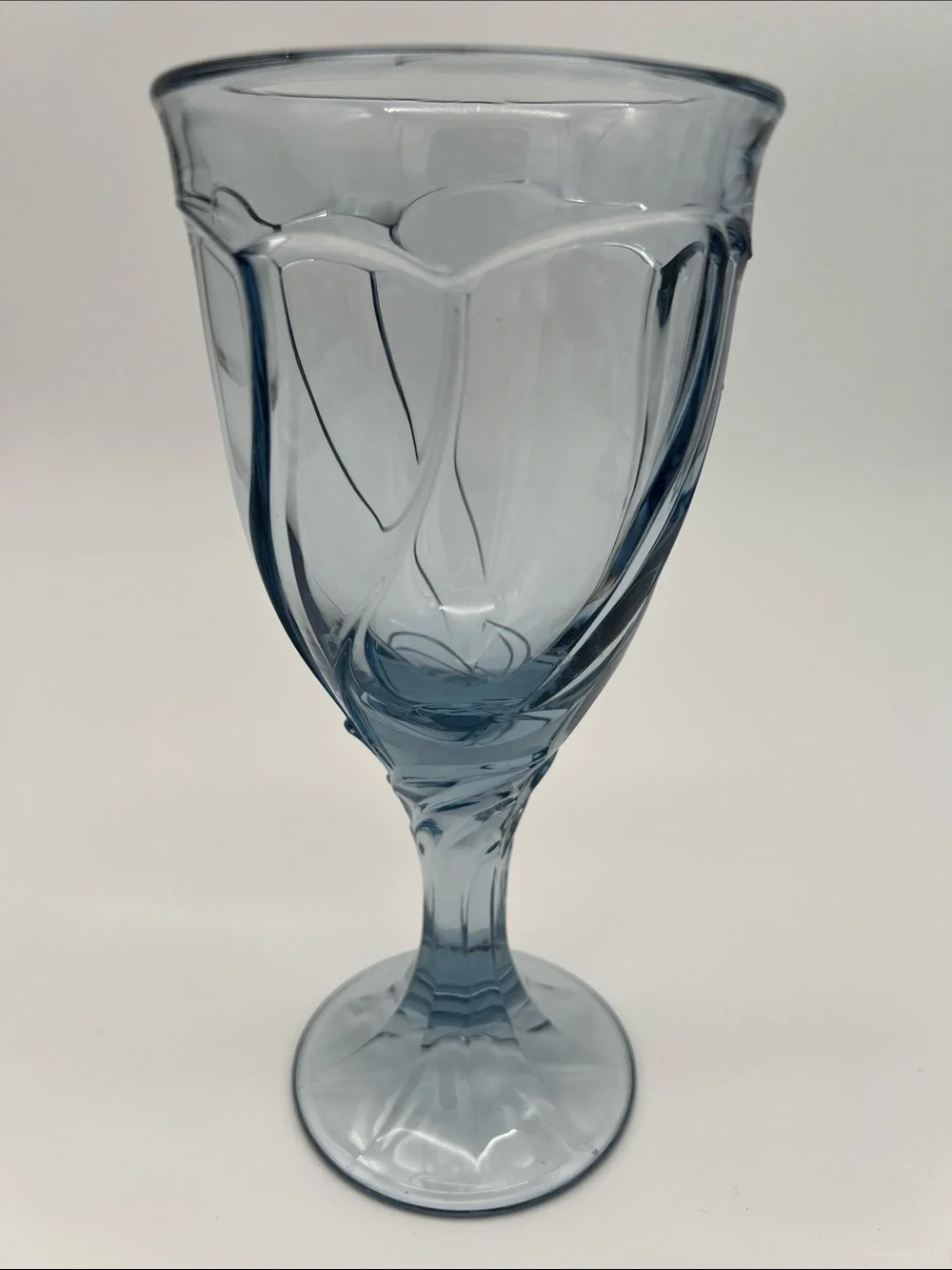 Noritake Vintage Sweet Swirl Light Blue Glass Wine Water Goblets (Set of 6)